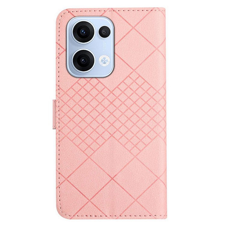 For Oppo Reno13 5G (Global) Wallet Phone Case Imprint PU Leather Flip Folio Cover - Pink