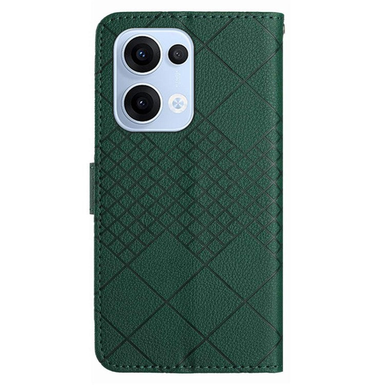 For Oppo Reno13 5G (Global) Wallet Phone Case Imprint PU Leather Flip Folio Cover - Green