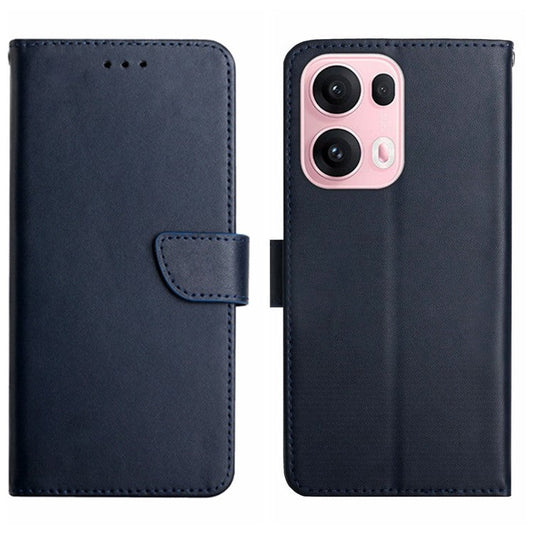 For Oppo Reno13 Pro 5G Case Genuine Cow Leather Phone Cover Nappa Texture - Blue