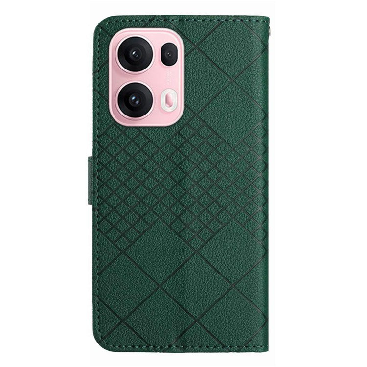 For Oppo Reno13 Pro 5G Wallet Phone Case Imprint PU Leather Flip Folio Cover - Green