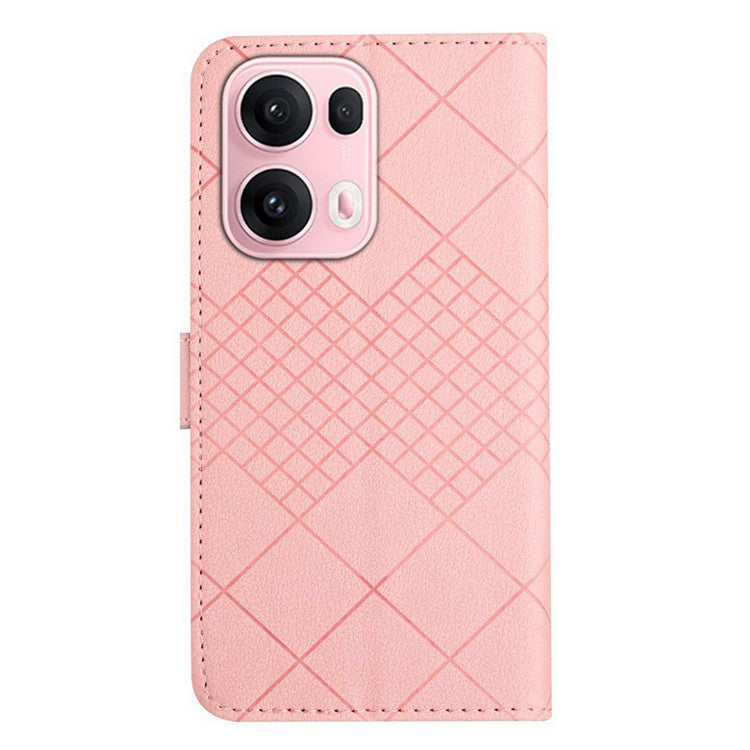 For Oppo Reno13 Pro 5G Wallet Phone Case Imprint PU Leather Flip Folio Cover - Pink
