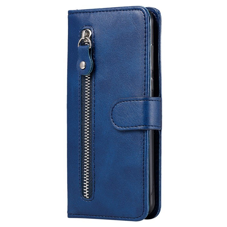For Oppo Reno13 Pro 5G Case Zipper Wallet Calf Texture PU Leather Phone Cover - Blue