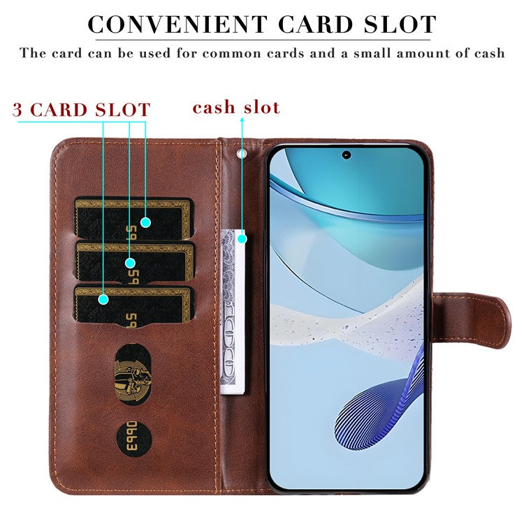 For Oppo Reno13 Pro 5G Case Zipper Wallet Calf Texture PU Leather Phone Cover - Brown