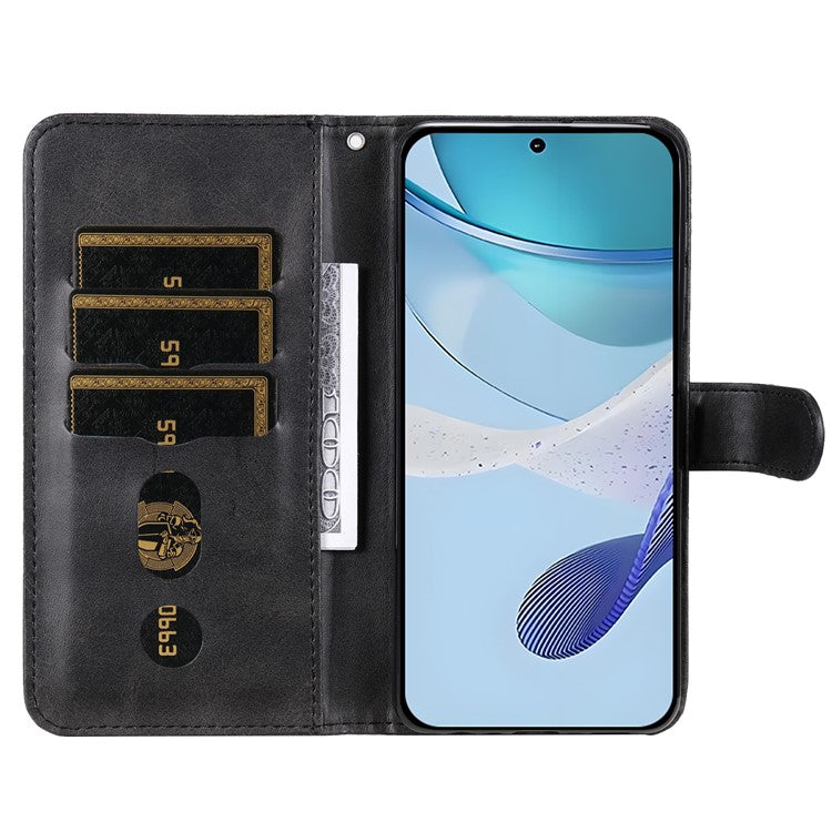 For Oppo Reno13 Pro 5G Case Zipper Wallet Calf Texture PU Leather Phone Cover - Black