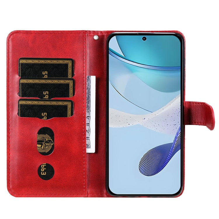 For Oppo Reno13 Pro 5G Case Zipper Wallet Calf Texture PU Leather Phone Cover - Red