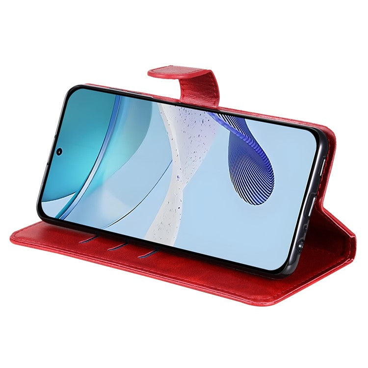 For Oppo Reno13 Pro 5G Case Zipper Wallet Calf Texture PU Leather Phone Cover - Red