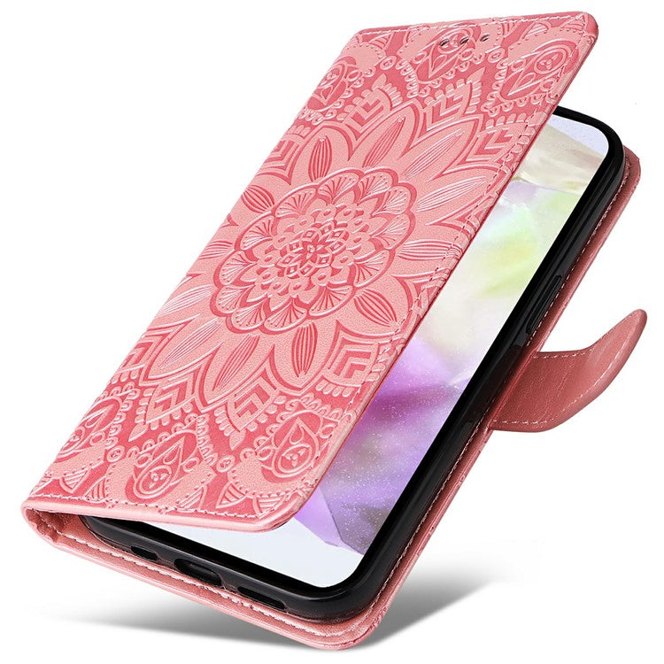 For Oppo Reno13 F 5G Case Sunflower Imprint Leather Wallet Phone Cover - Pink