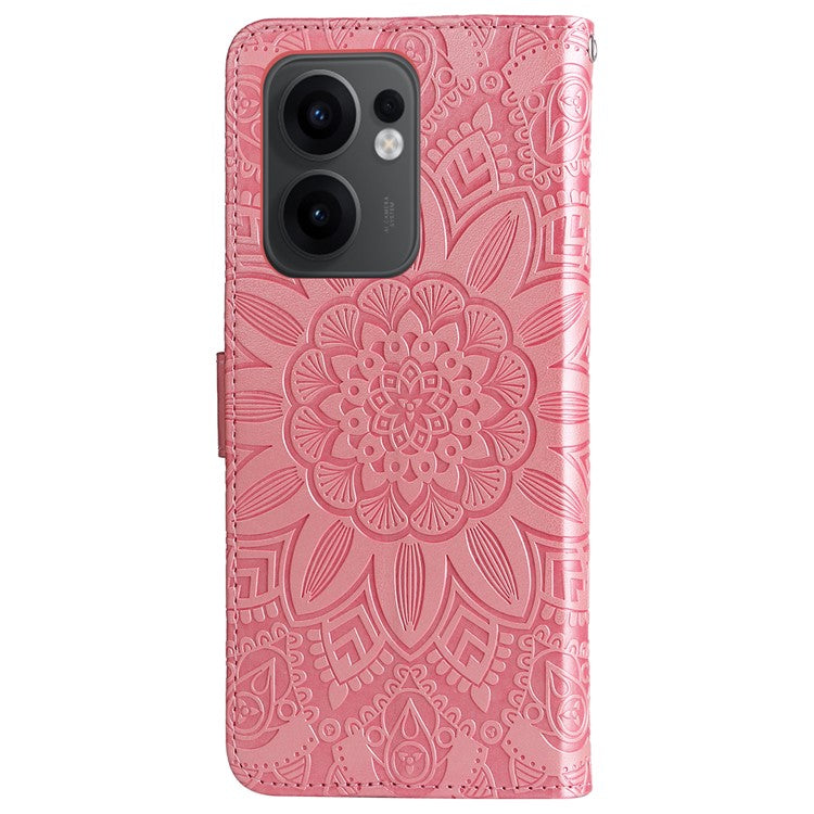 For Oppo Reno13 F 5G Case Sunflower Imprint Leather Wallet Phone Cover - Pink
