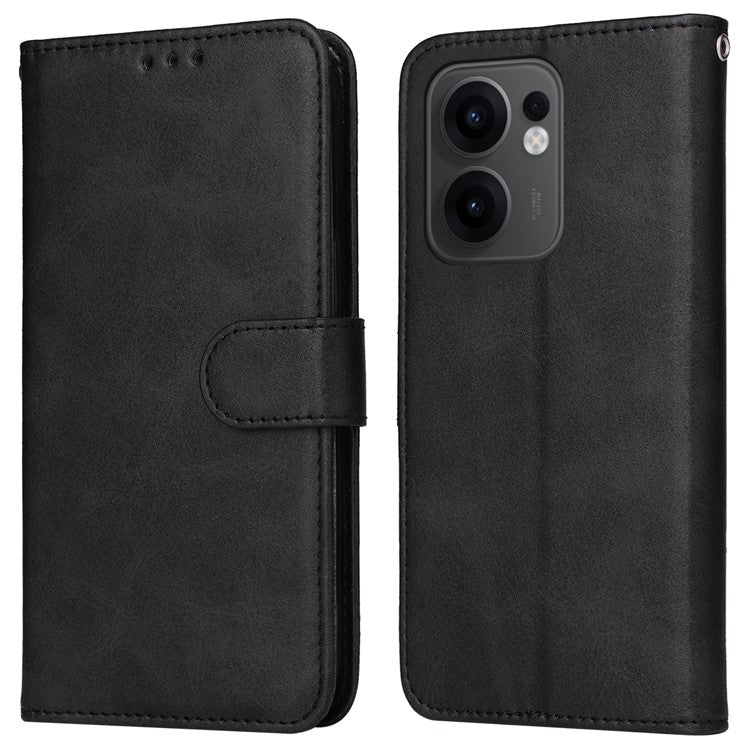For Oppo Reno13 F 5G Case Wallet PU Leather Folio Flip Phone Cover - Black