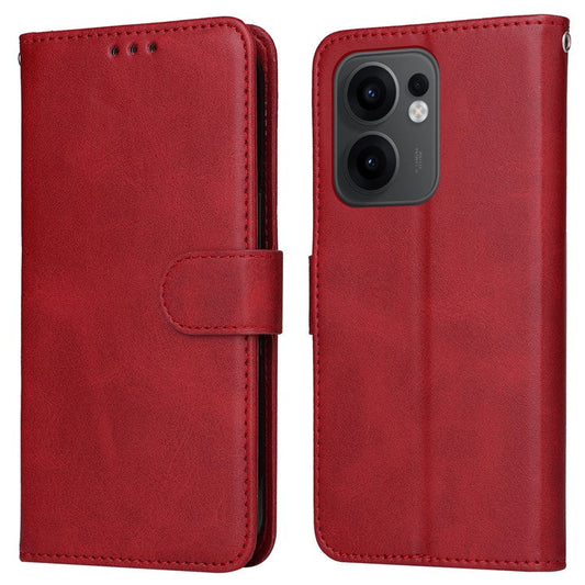 For Oppo Reno13 F 5G Case Wallet PU Leather Folio Flip Phone Cover - Red
