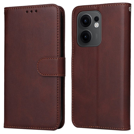 For Oppo Reno13 F 5G Case Wallet PU Leather Folio Flip Phone Cover - Brown