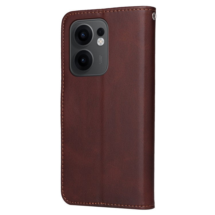 For Oppo Reno13 F 5G Case Wallet PU Leather Folio Flip Phone Cover - Brown