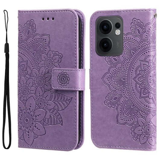 For Oppo Reno13 F 5G Case Floral Pattern PU Leather Wallet Stand Phone Cover - Purple