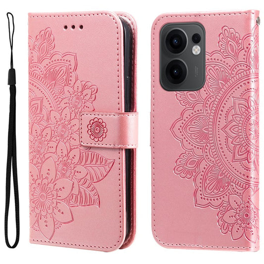 For Oppo Reno13 F 5G Case Floral Pattern PU Leather Wallet Stand Phone Cover - Pink