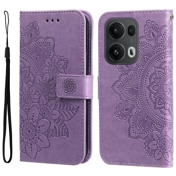 For Oppo Reno13 Pro 5G Case Floral Pattern PU Leather Wallet Stand Phone Cover - Purple