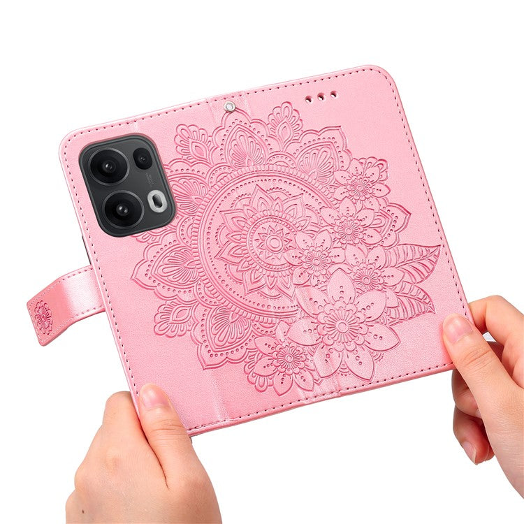 For Oppo Reno13 Pro 5G Case Floral Pattern PU Leather Wallet Stand Phone Cover - Pink