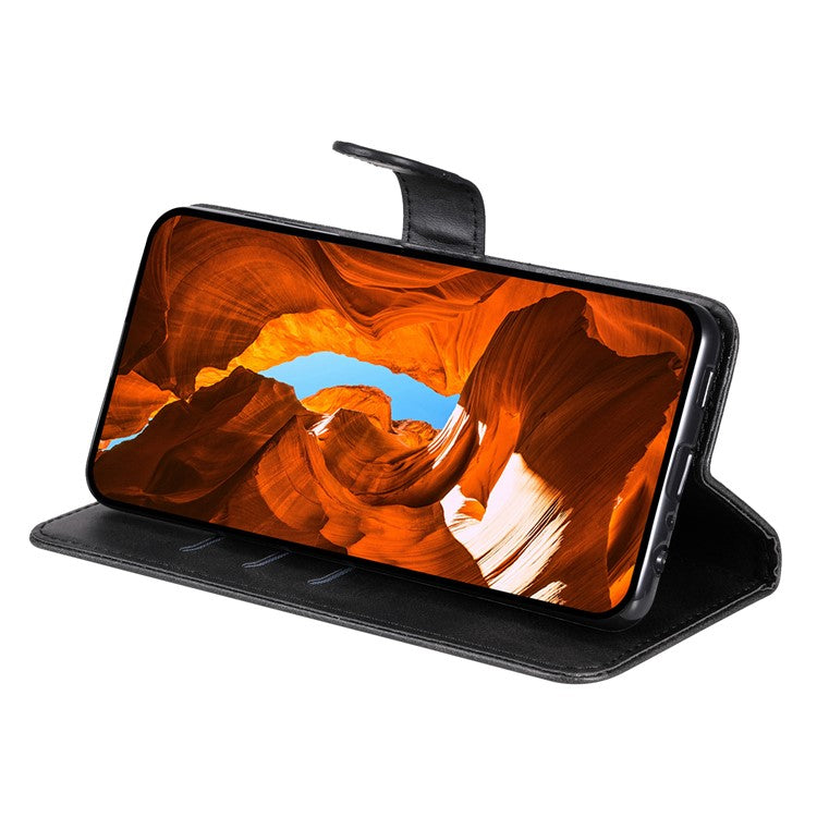 For Oppo Reno13 F 5G Case Zipper Wallet Calf Texture PU Leather Phone Cover - Black