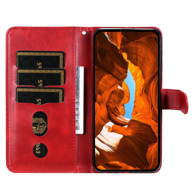 For Oppo Reno13 F 5G Case Zipper Wallet Calf Texture PU Leather Phone Cover - Red