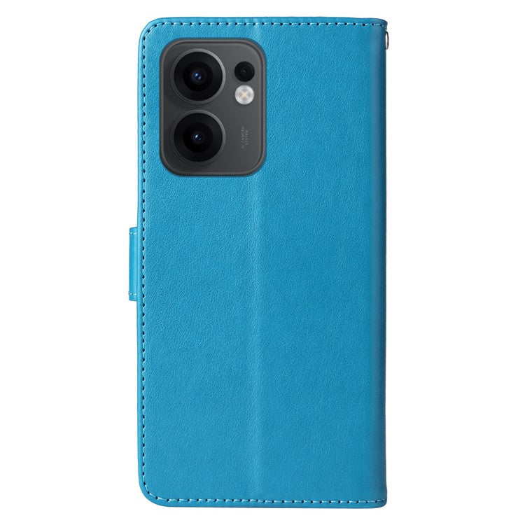 For Oppo Reno13 F 5G Leather Case Butterfly Floral Imprint Wallet Stand Cover - Blue