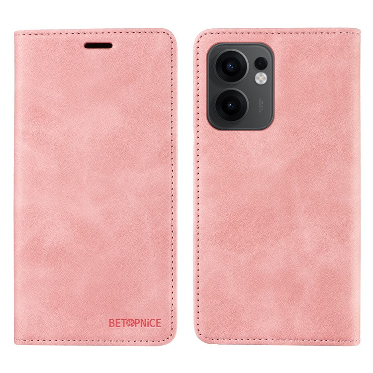 BETOPNICE 003 For Oppo Reno13 F 5G Wallet Case Leather Phone Cover with Stand - Pink
