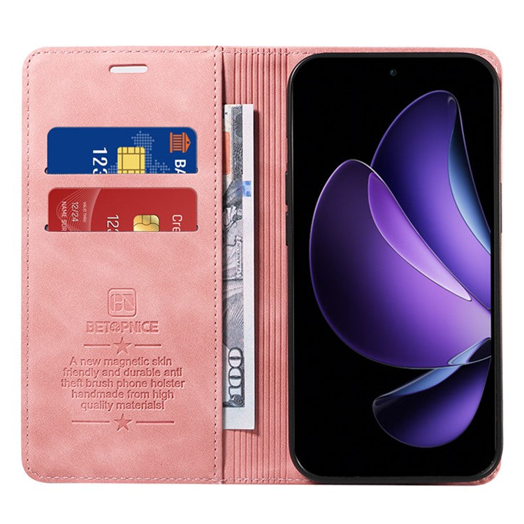 BETOPNICE 003 For Oppo Reno13 F 5G Wallet Case Leather Phone Cover with Stand - Pink