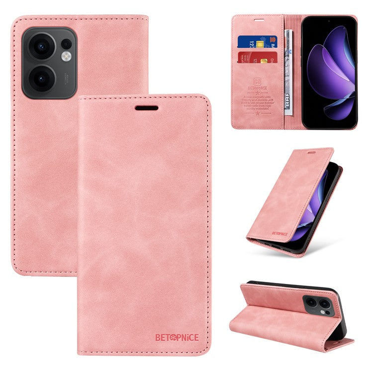 BETOPNICE 003 For Oppo Reno13 F 5G Wallet Case Leather Phone Cover with Stand - Pink