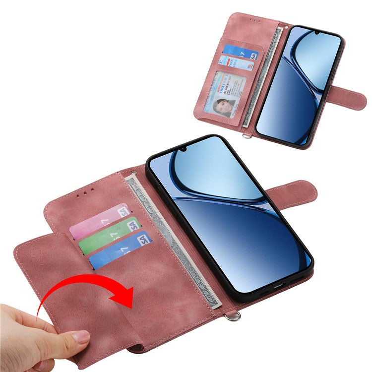 For Oppo Reno13 Pro 5G Case Flower Pattern PU Leather Wallet Phone Cover with Strap - Pink