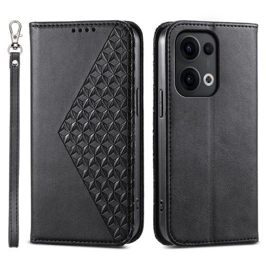 For Oppo Reno13 5G (Global) Case Calf Texture PU Leather Phone Cover with Wallet - Black