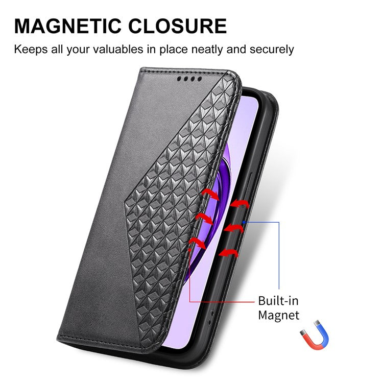 For Oppo Reno13 5G (Global) Case Calf Texture PU Leather Phone Cover with Wallet - Black