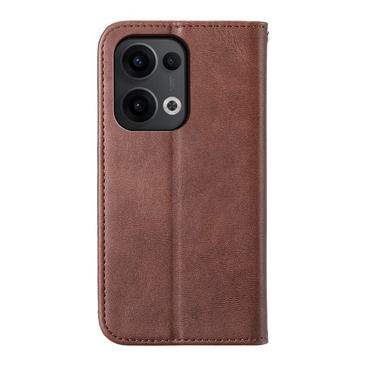 For Oppo Reno13 5G (Global) Case Calf Texture PU Leather Phone Cover with Wallet - Brown