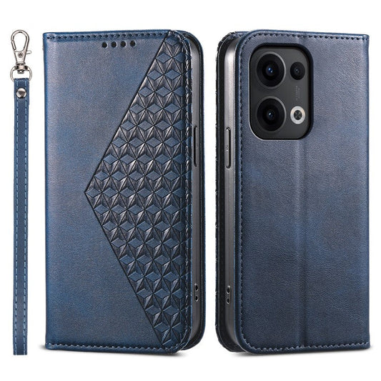 For Oppo Reno13 5G (Global) Case Calf Texture PU Leather Phone Cover with Wallet - Blue