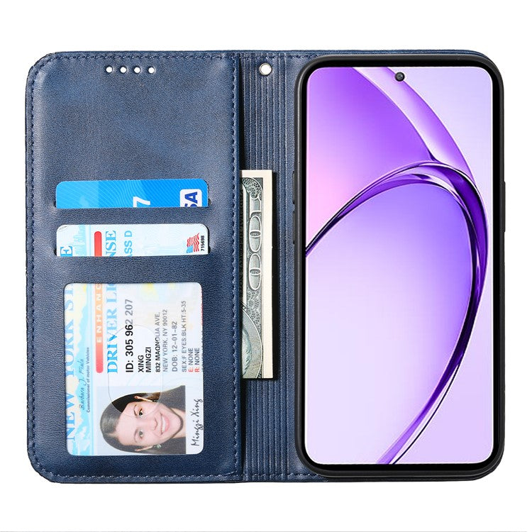 For Oppo Reno13 5G (Global) Case Calf Texture PU Leather Phone Cover with Wallet - Blue