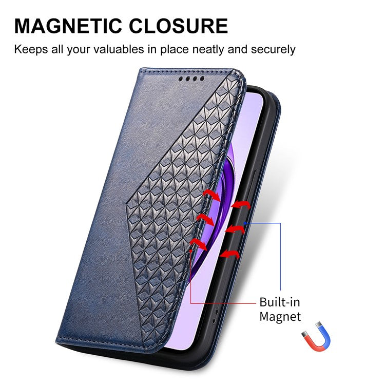For Oppo Reno13 5G (Global) Case Calf Texture PU Leather Phone Cover with Wallet - Blue