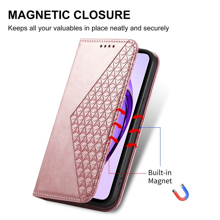 For Oppo Reno13 5G (Global) Case Calf Texture PU Leather Phone Cover with Wallet - Rose Gold