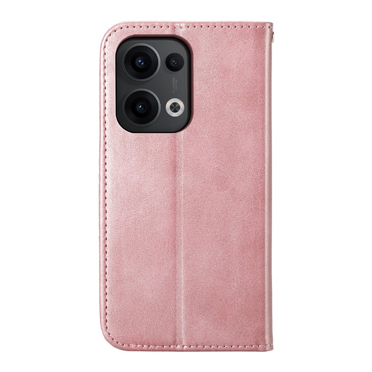 For Oppo Reno13 5G (Global) Case Calf Texture PU Leather Phone Cover with Wallet - Rose Gold