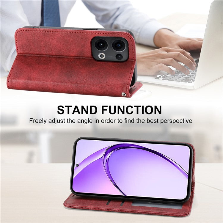 For Oppo Reno13 Pro 5G Case Calf Texture PU Leather Phone Cover with Wallet - Red