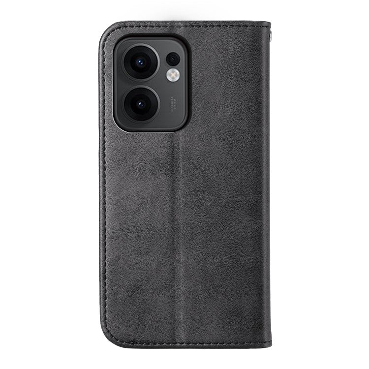For Oppo Reno13 F 5G Case Calf Texture PU Leather Phone Cover with Wallet - Black