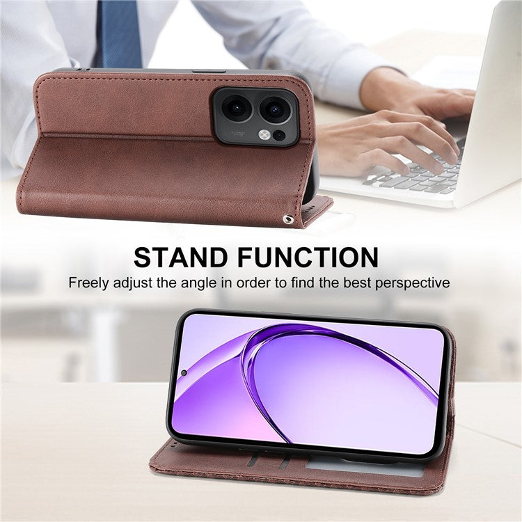 For Oppo Reno13 F 5G Case Calf Texture PU Leather Phone Cover with Wallet - Brown