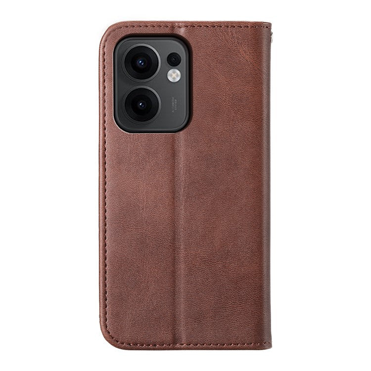 For Oppo Reno13 F 5G Case Calf Texture PU Leather Phone Cover with Wallet - Brown