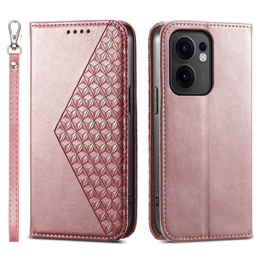 For Oppo Reno13 F 5G Case Calf Texture PU Leather Phone Cover with Wallet - Rose Gold