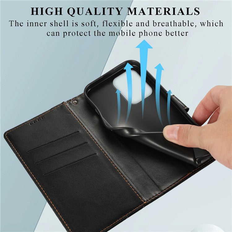 For Oppo Reno13 5G (Global) Phone Case Line Imprint Leather Wallet Cover - Black