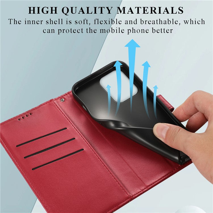 For Oppo Reno13 5G (Global) Phone Case Line Imprint Leather Wallet Cover - Red