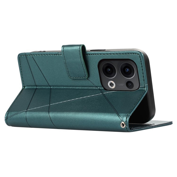 For Oppo Reno13 5G (Global) Phone Case Line Imprint Leather Wallet Cover - Green