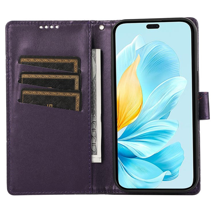For Oppo Reno13 5G (Global) Phone Case Line Imprint Leather Wallet Cover - Purple