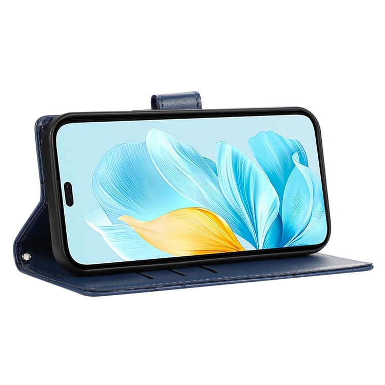 DF-06 For Oppo Reno13 F 5G Phone Case Line Imprint Leather Wallet Cover - Blue