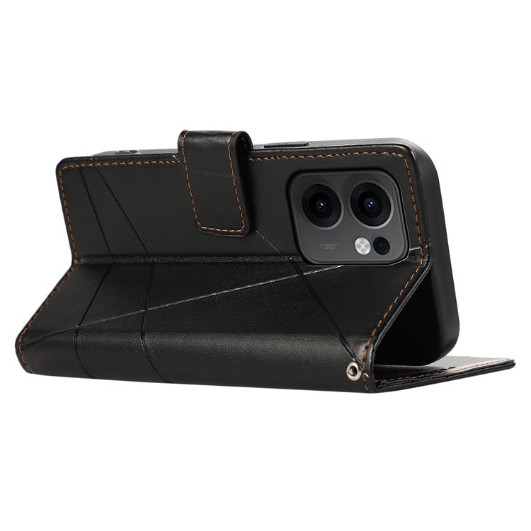 DF-06 For Oppo Reno13 F 5G Phone Case Line Imprint Leather Wallet Cover - Black