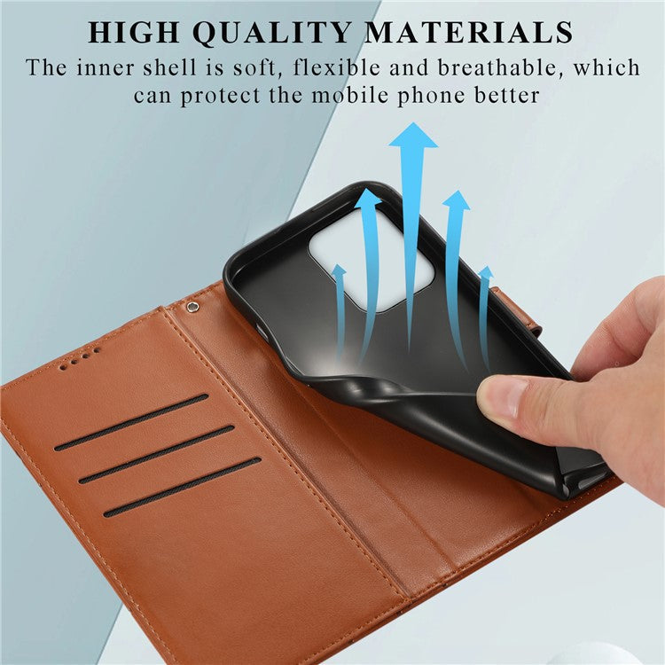 DF-06 For Oppo Reno13 F 5G Phone Case Line Imprint Leather Wallet Cover - Brown