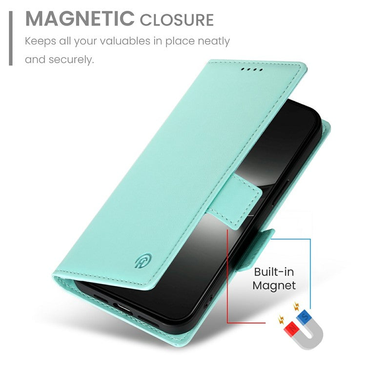 For Oppo Reno13 5G (Global) Stand Case PU Leather Wallet Phone Cover - Mint Green