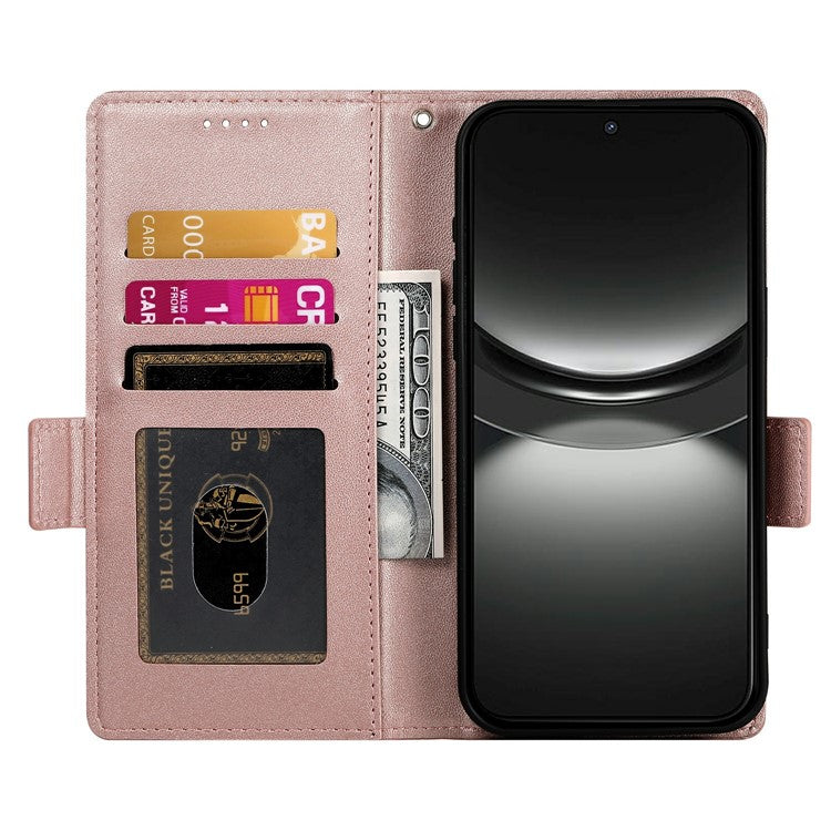 DF-010 For Oppo Reno13 Pro 5G Stand Case PU Leather Wallet Phone Cover - Rose Gold