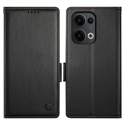 DF-010 For Oppo Reno13 Pro 5G Stand Case PU Leather Wallet Phone Cover - Black